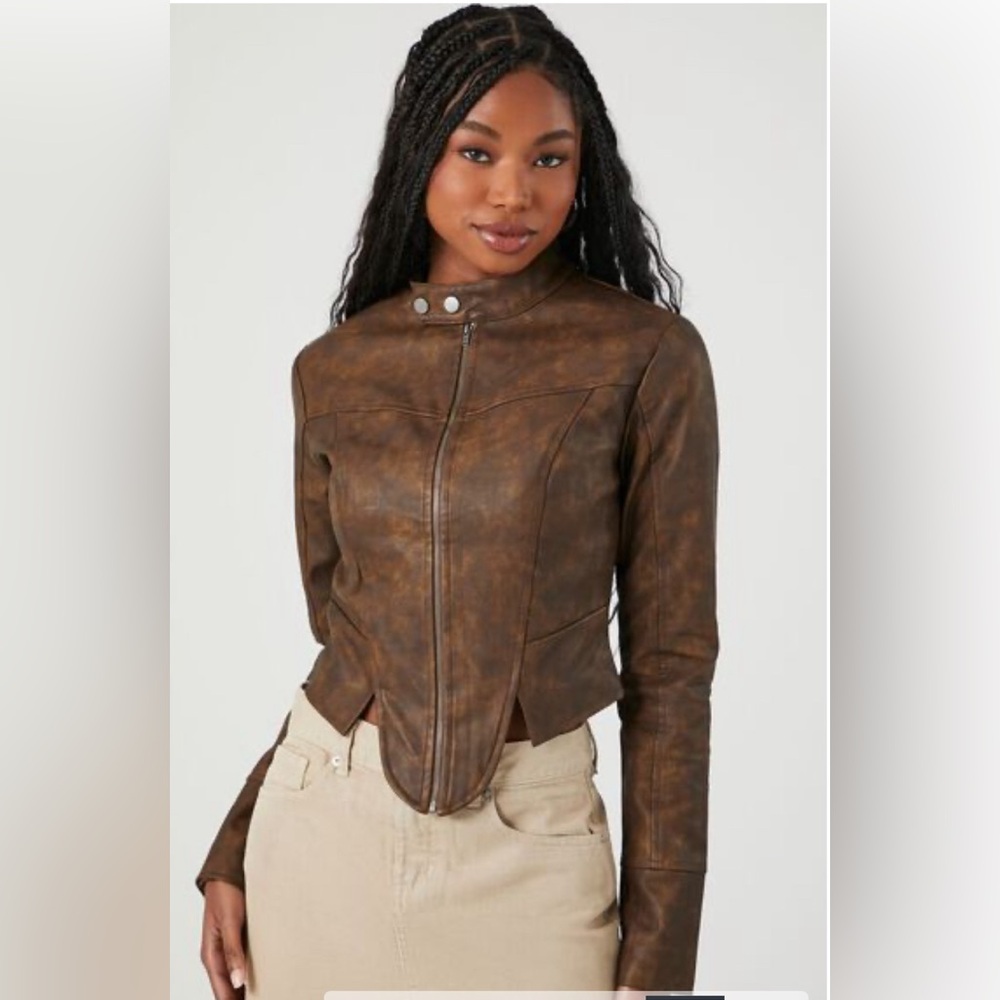 FAUX LEATHER MOTO JACKET